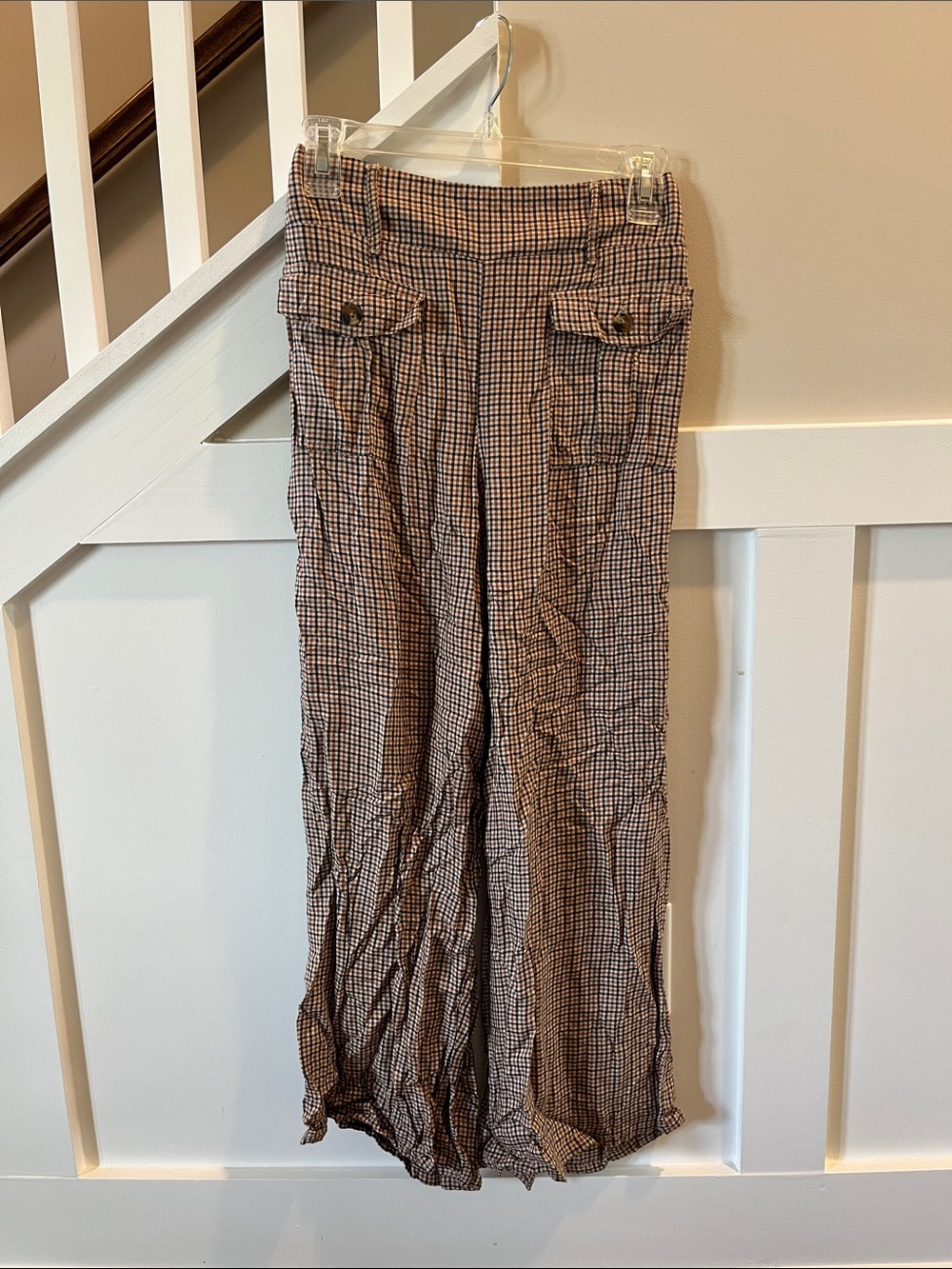 American Eagle Outfitters Brown Black Check Wide Leg Pants
